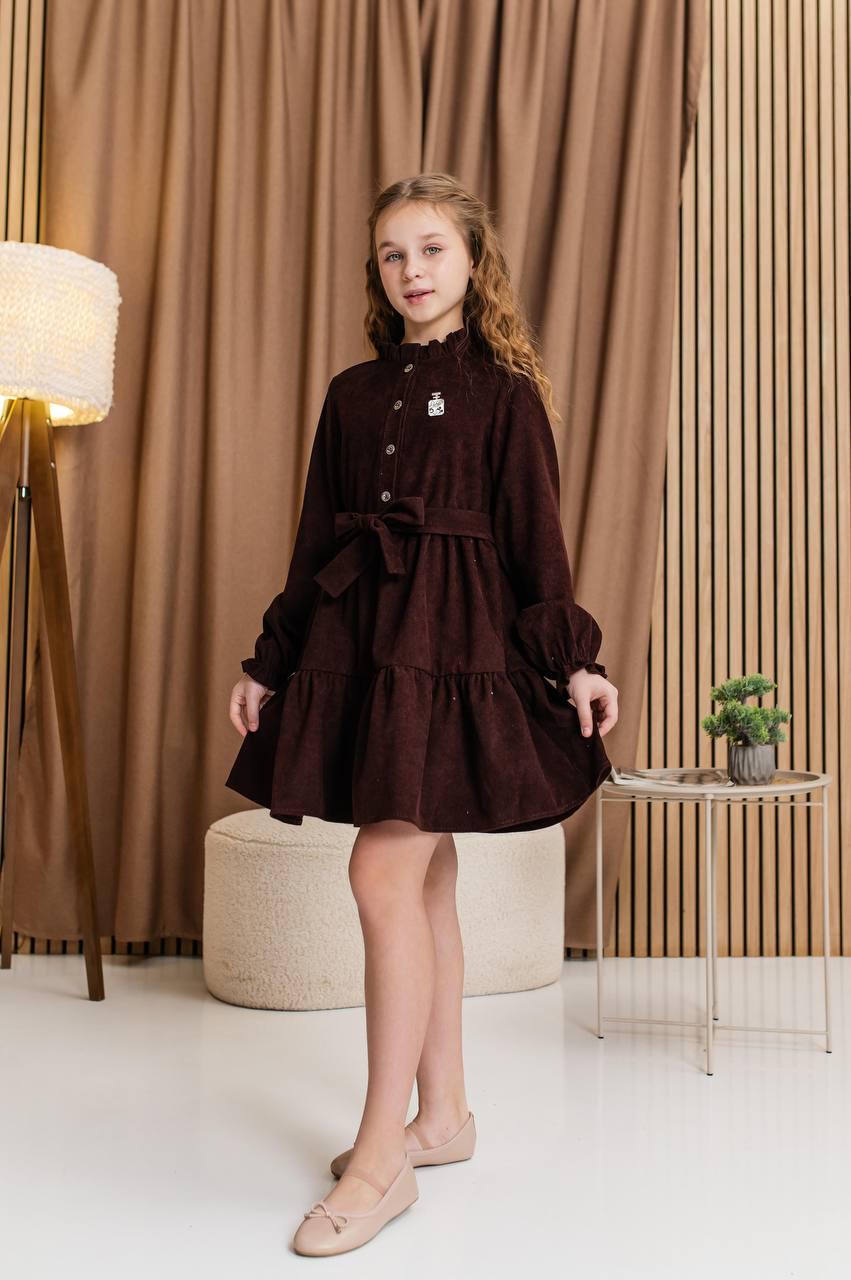 Сукня для дівчинки вельветова 128 см Шоколадний (D-7300-128ш) - фото 3 Сукня для дівчинки вельветова 128 см Шоколадний (D-7300-128ш) - фото 3