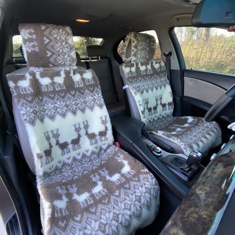 Накидка на сиденье автомобиля из овчины Sheepskin эко-шерсть 2 шт. 50 см Олени (704) - фото 3 Накидка на сиденье автомобиля из овчины Sheepskin эко-шерсть 2 шт. 50 см Олени (704) - фото 3