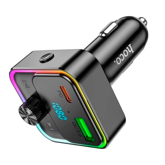 FM-модулятор Hoco E81 с Bluetooth 5.0 зарядное устройство USB Type-C Черный (36047) - фото 5