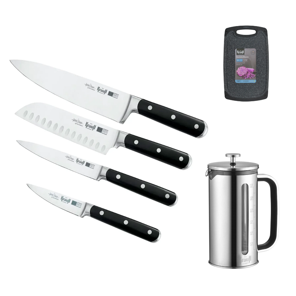 Набор ножей Krauff Prime Chef с френч-прессом и кухонной доской (55-333-634)