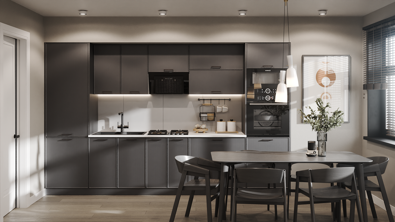 Кухня прямая Ariel 300 см Серый (000-000-3088)