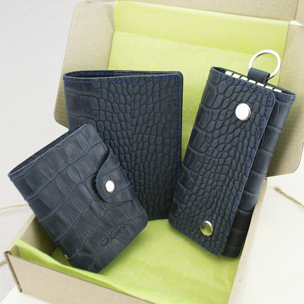 Подарочный набор мужской HandyCover №29 Крокодил 3 предмета Синий
