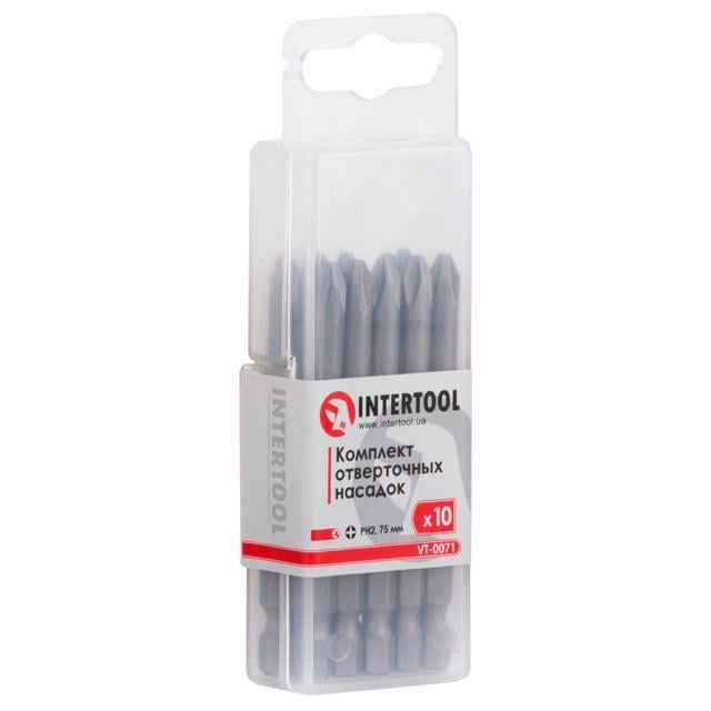 Комплект удлиненных отверточных насадок Intertool VT-0071 PH2 75 мм 10 шт. (128852)