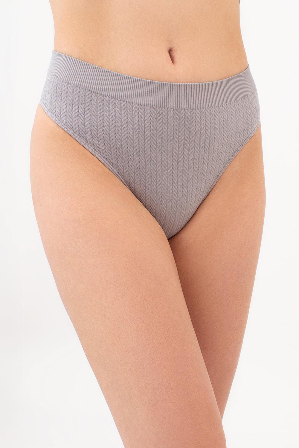 Трусики стрінги жіночі Giulia STRING BRIEFS BRAID безшовні L/XL Grey (4823116929869)