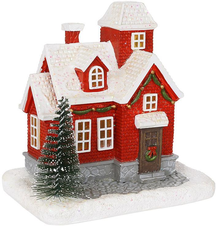 Фигура декоративная Новогодний Дом с LED-подсветкой 12 см Красный