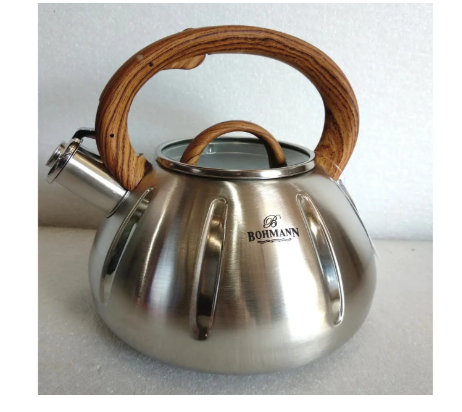Чайник зі свистком Bohmann для газової та індукційної плити 3 л (9918wood) - фото 2 Чайник зі свистком Bohmann для газової та індукційної плити 3 л (9918wood) - фото 2