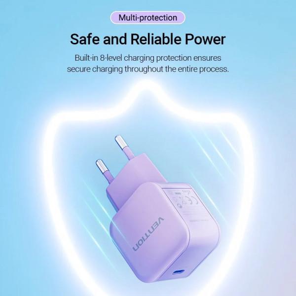 Зарядное устройство Vention 1xUSB-C 20W PD 3.0/QC 3.0 Purple (FEJV0-EU) - фото 5 Зарядное устройство Vention 1xUSB-C 20W PD 3.0/QC 3.0 Purple (FEJV0-EU) - фото 5