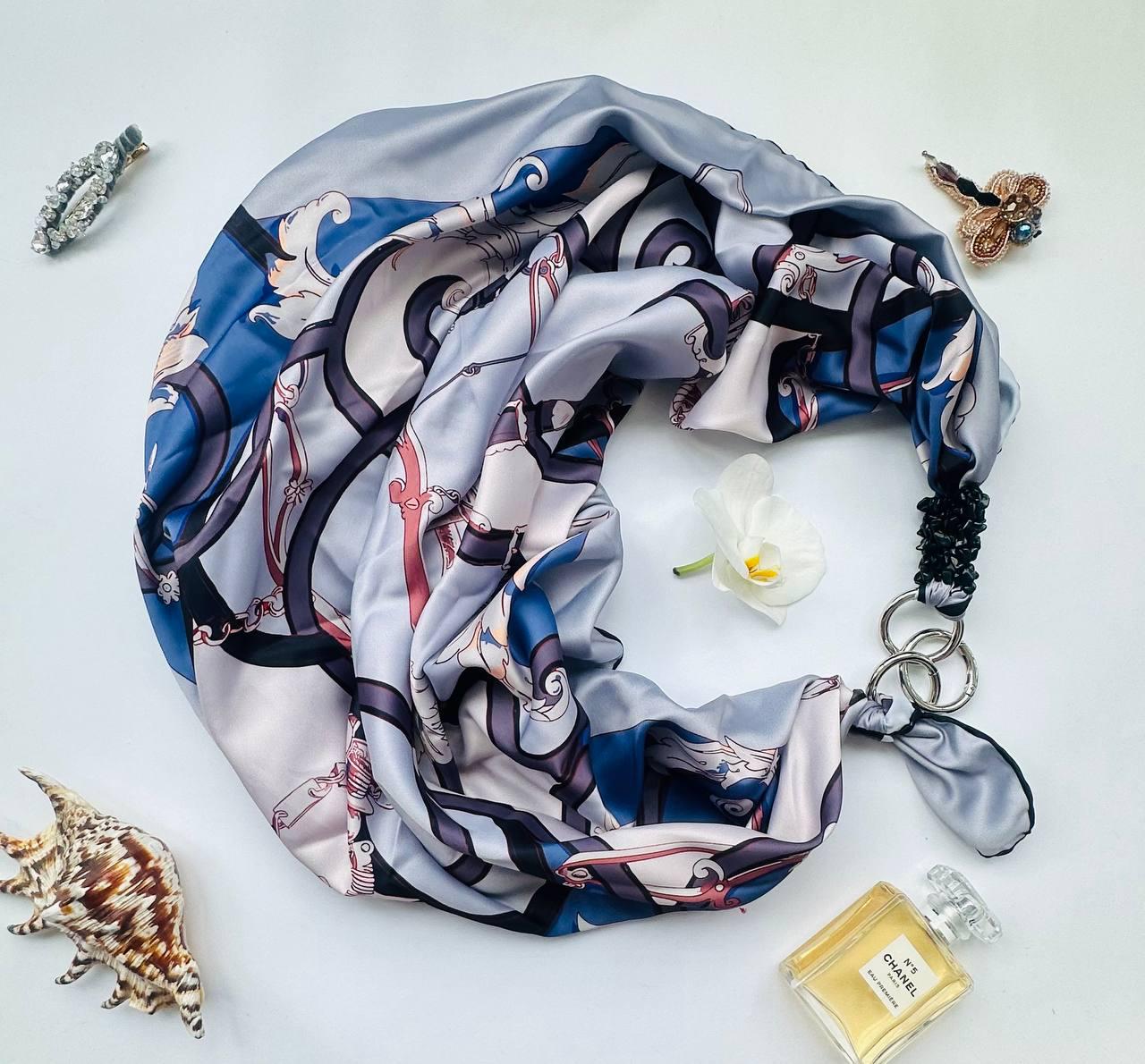 Платок My Scarf Сапфировое сияние украшен агатом 90x90 см (27207231)