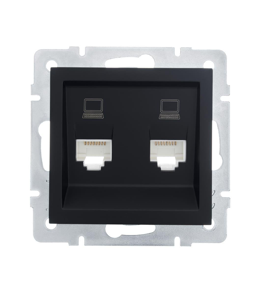 Розетка двойная компьютерная Lezard Vesna Черный