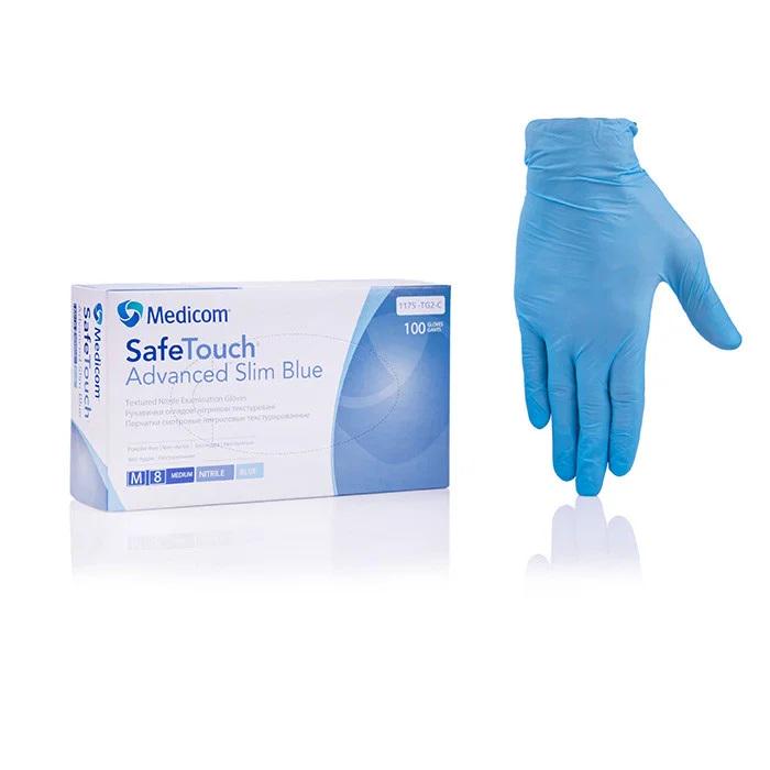 Перчатки смотровые нитриловые Medicom SafeTouch Advanced Slim текстурированные р. М Blue (000001) - фото 1