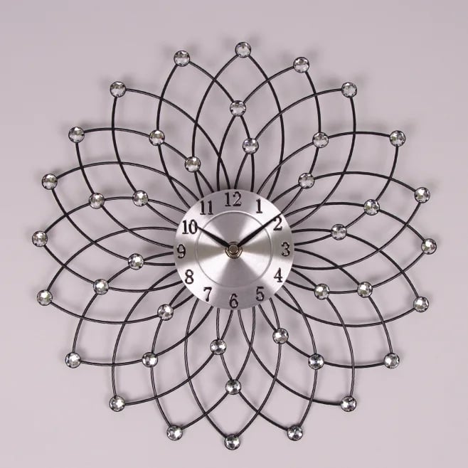 Часы металлические Flora с стразами D-31см.(8729)