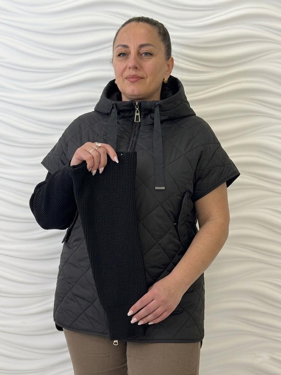 Куртка-жилетка женская оверсайз 2XL Черный (26690/2XL(Ч))