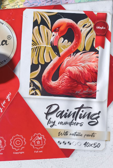 Картина за номерами Ідейка Витончений фламінго з фарбами металік extra 40х50 см (KHO6523) - фото 2 Картина за номерами Ідейка Витончений фламінго з фарбами металік extra 40х50 см (KHO6523) - фото 2