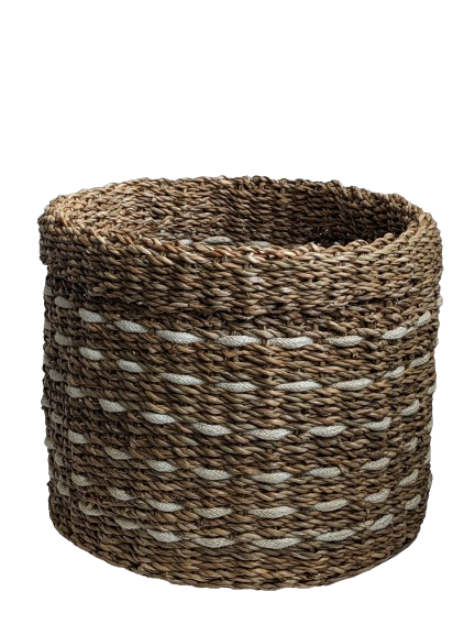 Кошик-кашпо плетений з білими вставками 27х34 см