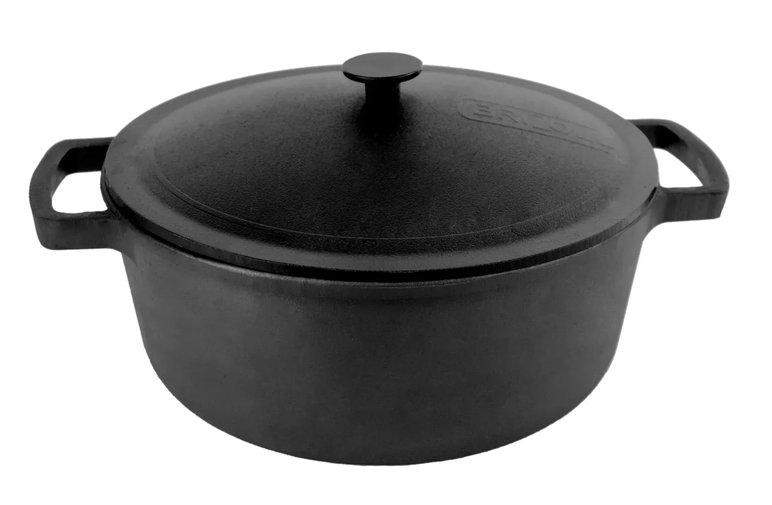 Кастрюля чугунная Brizoll 4 л с чугунной крышкой-сковородой Черный (P-4L-2)