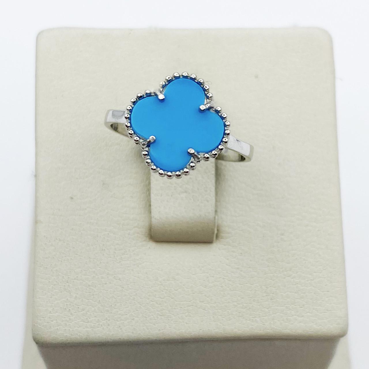 Кольцо серебряное Клевер с бирюзой р. 17 1,56 г (1873980664)