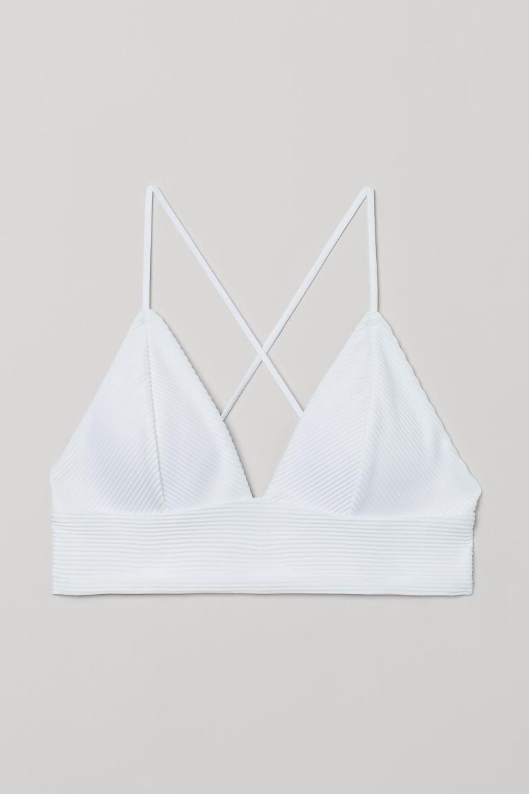 Купальный топ H&M 929321 рубчик р. 46 Белый Купальный топ H&M 929321 рубчик р. 46 Белый