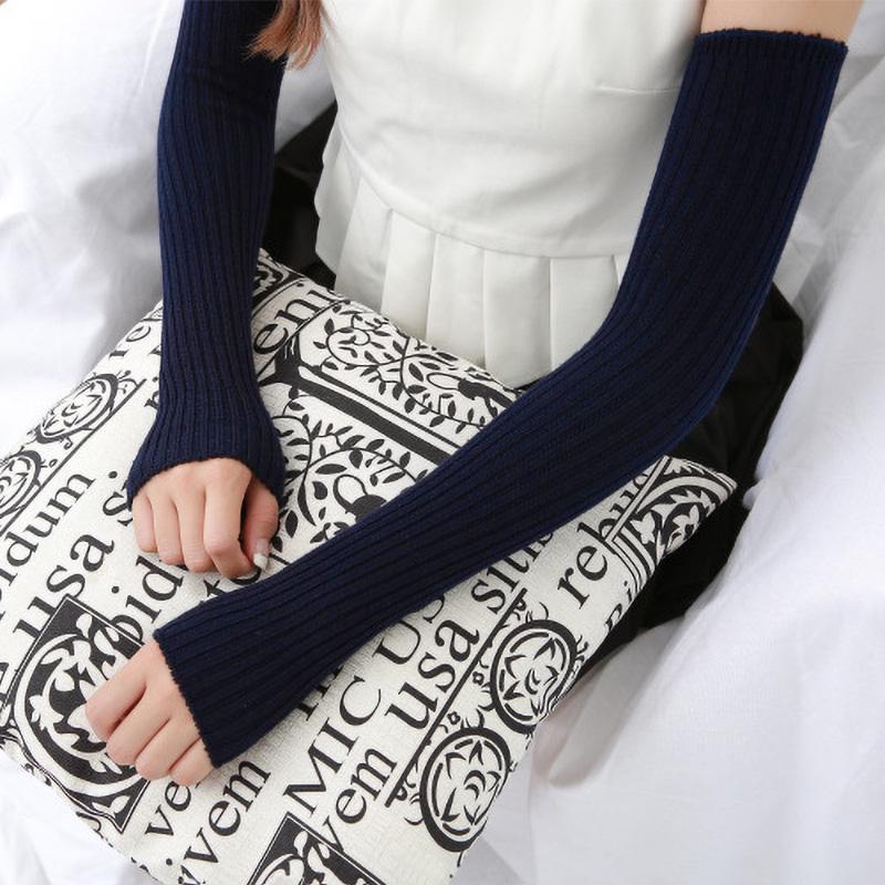 Мітенки в рубчик довгі One size Темно-синій (1637) - фото 2 Мітенки в рубчик довгі One size Темно-синій (1637) - фото 2