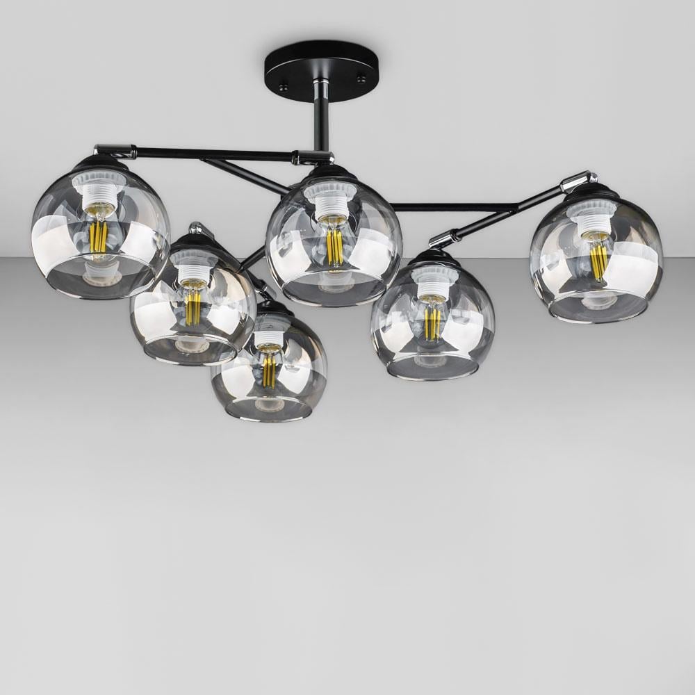 Люстра потолочная Light House DL-18659/6 Черный/Хром/Зеркальный с прозрачным