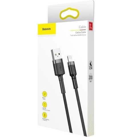 Кабель для заряджання BASEUS Cafule Cable USB to Lightning 1,5 A 2 м Black/Grey (CALKLF-CG1) - фото 13
