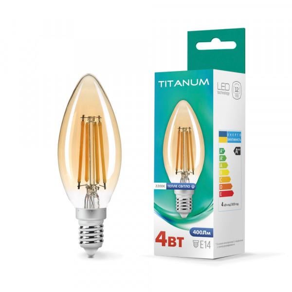 Led лампа Titanum Filament C37 4 W E14 2200 K Бронза (25524) Led лампа Titanum Filament C37 4 W E14 2200 K Бронза (25524)