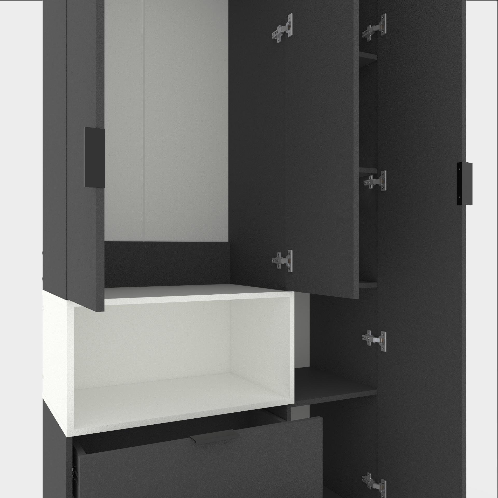 Шкаф Metkas Home A002L ЛДСП 1000x420x2300 мм Антрацитовый/Белый Снег - фото 3