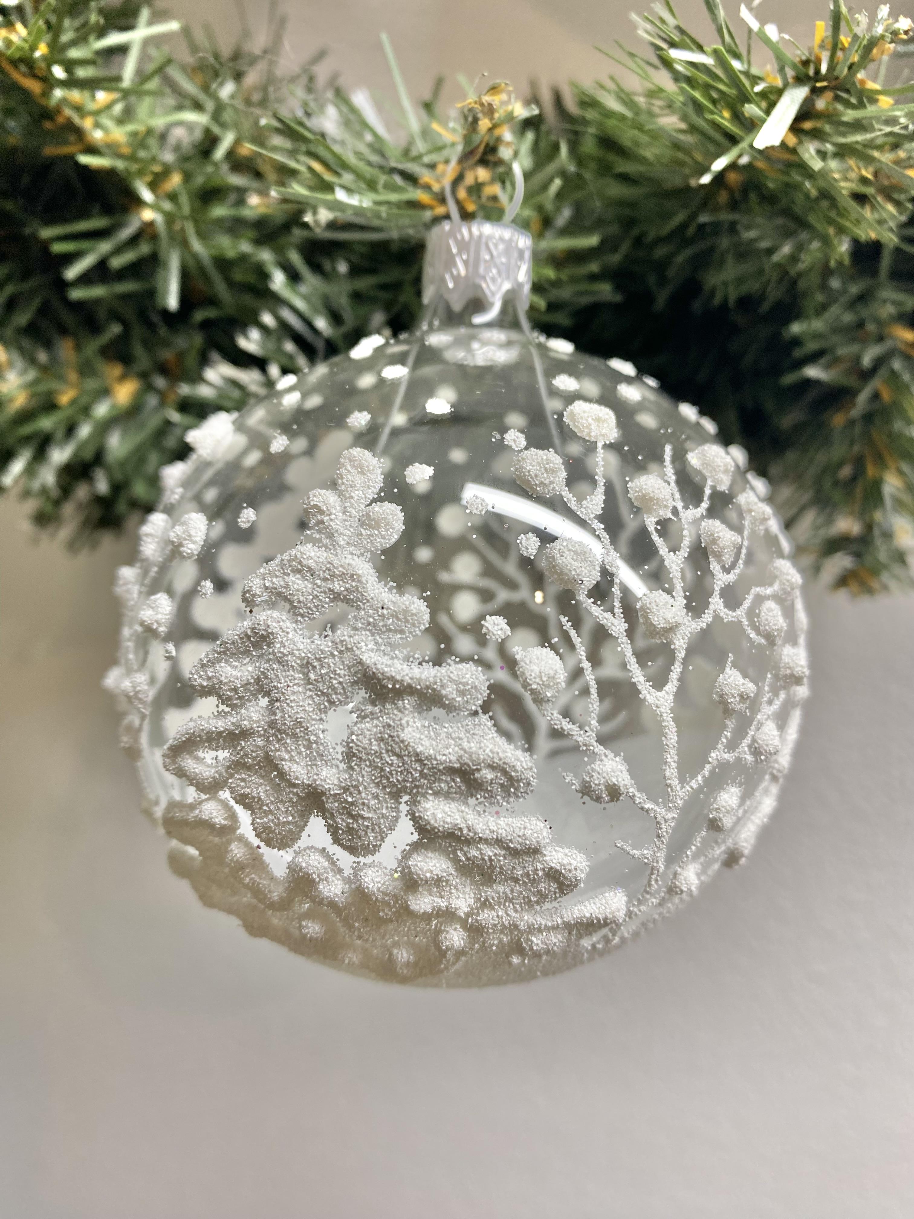 Шар новогодний Орнамент из стекла на елку 80 мм (13707004)