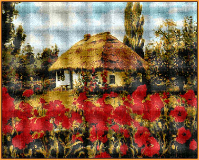 Алмазная мозаика Babylon Домик в маках 40x50 см (ST355)