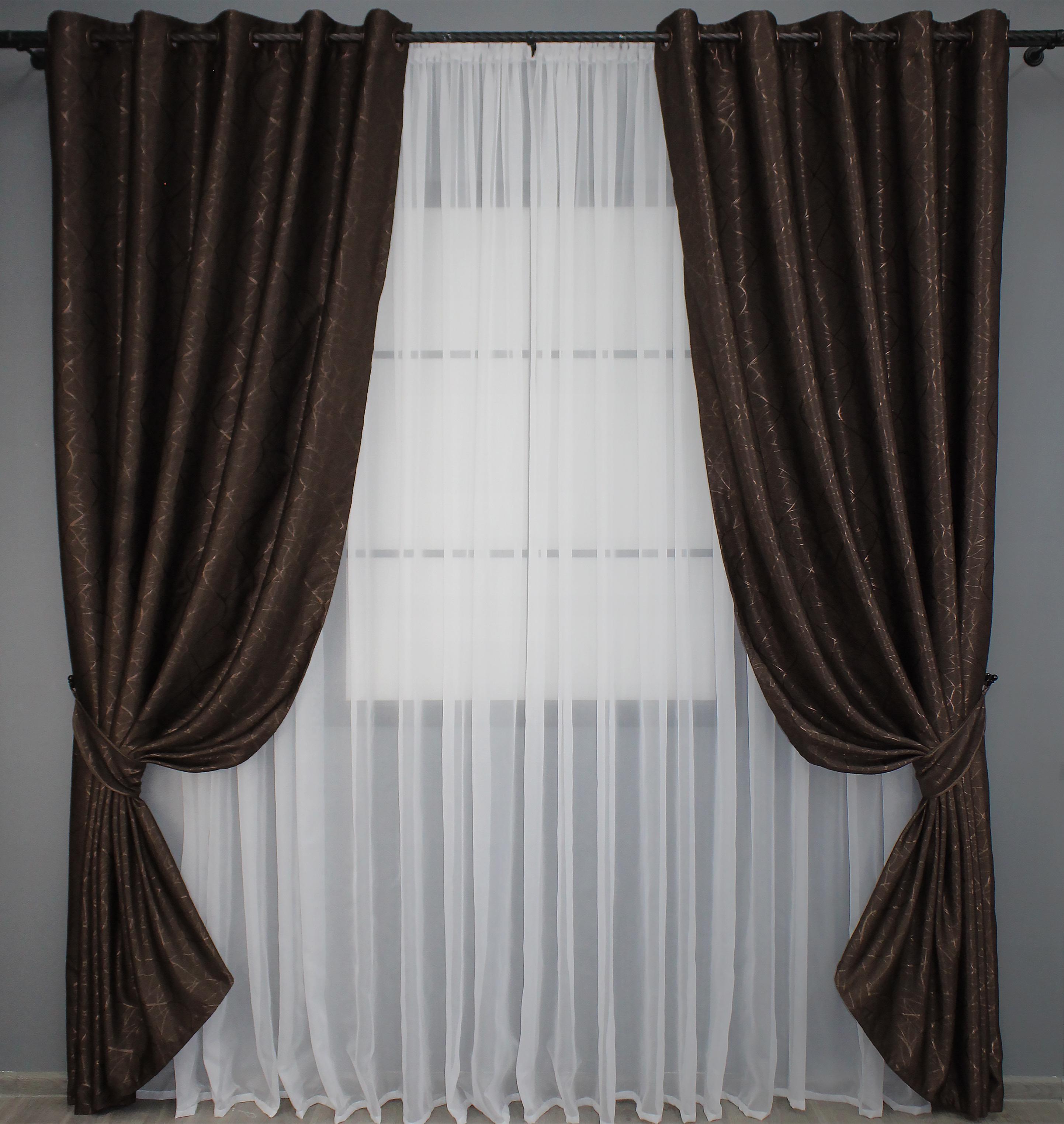 Комплект штор на люверсах VR-Textil Лен Саванна № 687ш 150х250 см 2 шт. Венге (37-0108)
