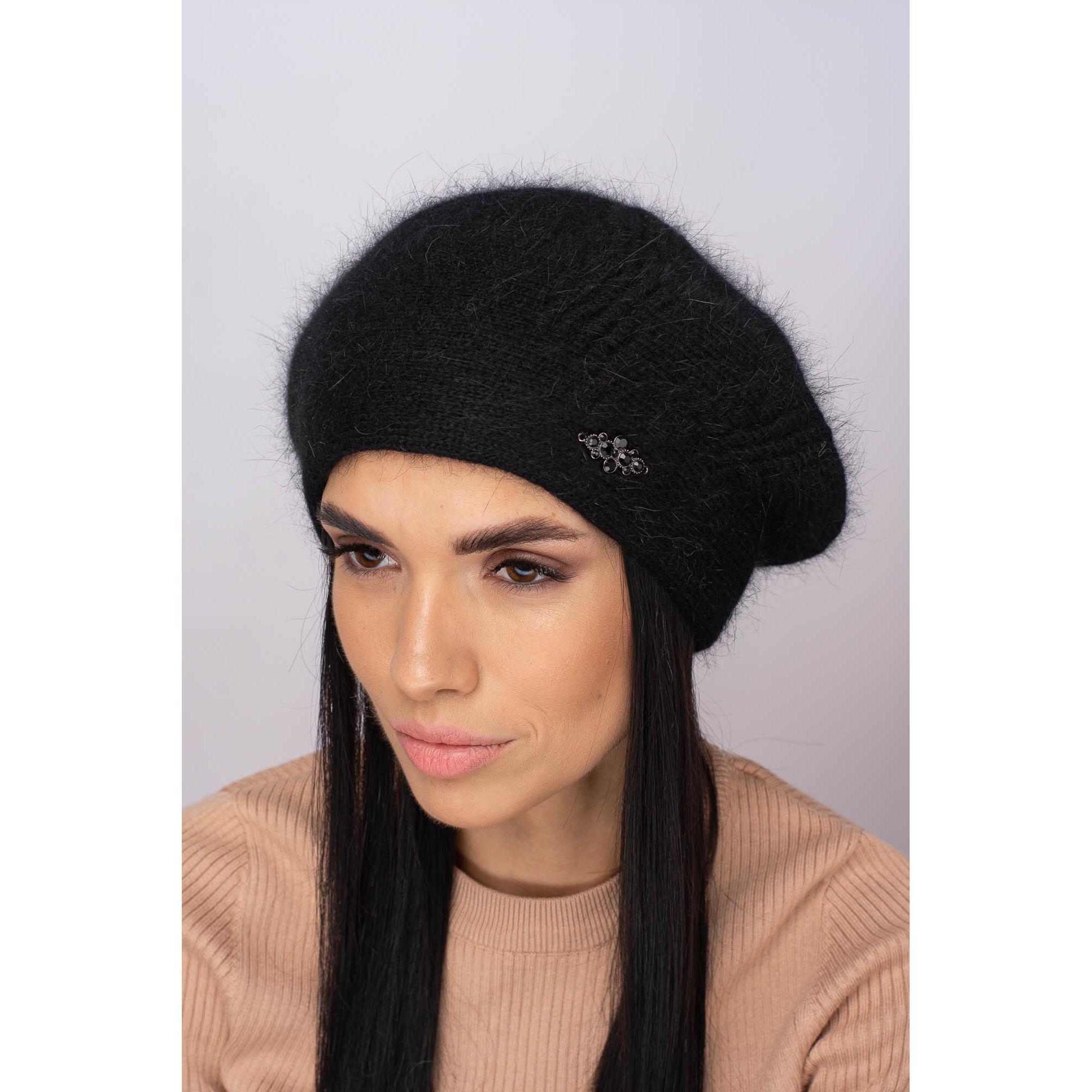 Берет женский ангоровый Leks Диво one size Черный