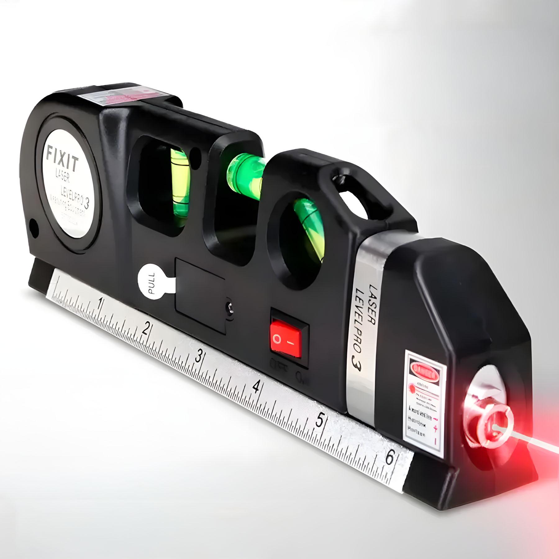 Лазерный уровень строительный с линейкой и рулеткой