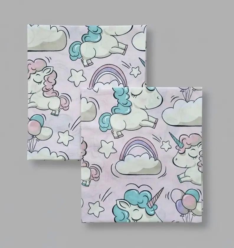 Пеленка детская BST Единорогам из натуральной хлопковой ткани 2 шт. 90х80 см Розовый (2172869808)