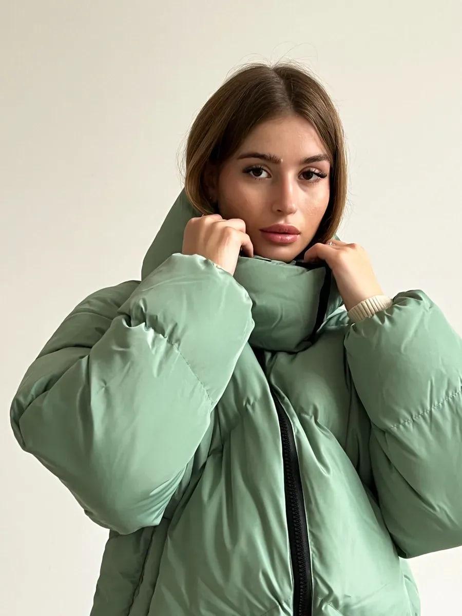 Пуховик жіночий Quadro зимовий до -15°С з капюшоном оверсайз S/M М'ятний (26531/2/1) - фото 5 Пуховик жіночий Quadro зимовий до -15°С з капюшоном оверсайз S/M М'ятний (26531/2/1) - фото 5