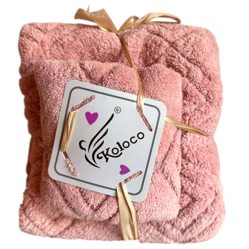 Набор полотенец Koloco микрофибра 70х140/35х75 см (41073) Розовый