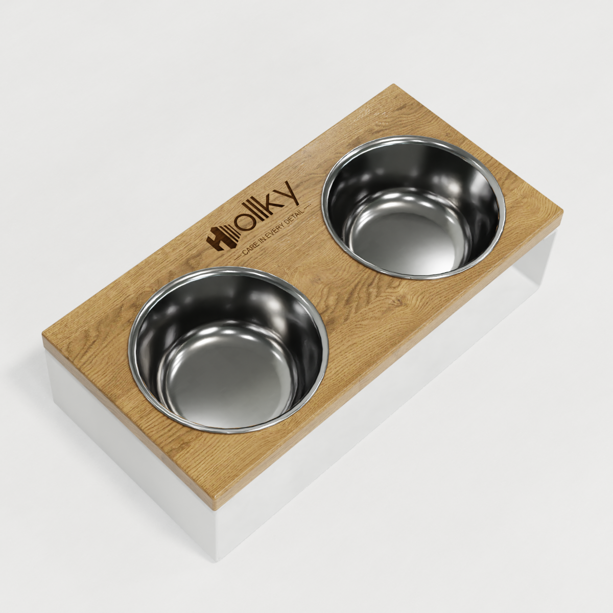 Миски на подставке из цельного металлического листа для собак и котов Hollky SteelWood S 2х0,45 л (SWS-36188-WHNT) - фото 4 Миски на подставке из цельного металлического листа для собак и котов Hollky SteelWood S 2х0,45 л (SWS-36188-WHNT) - фото 4