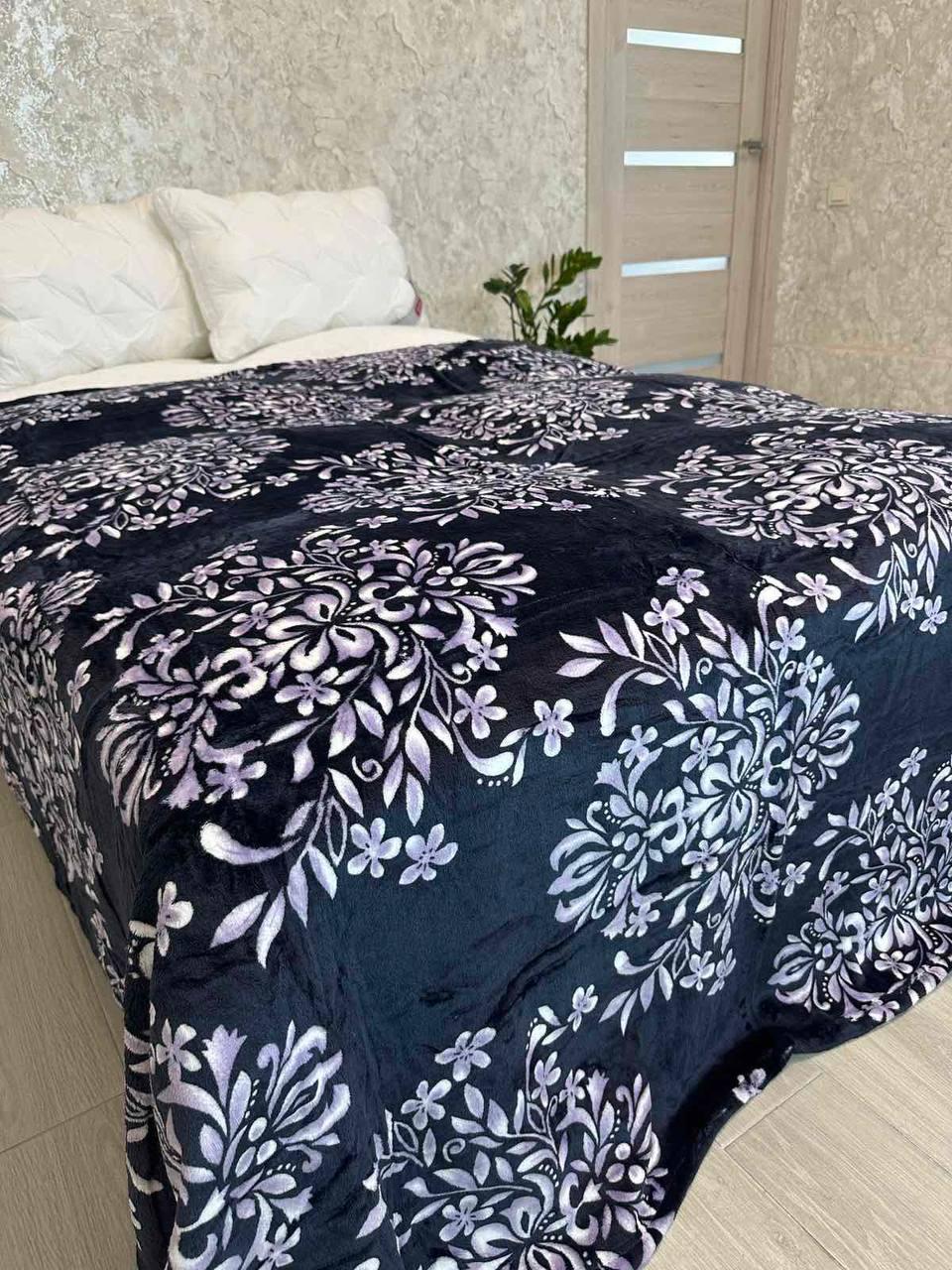 Плед велюровый плюшевый евро 200x220 см Черный (Д-al-velurpl-008)