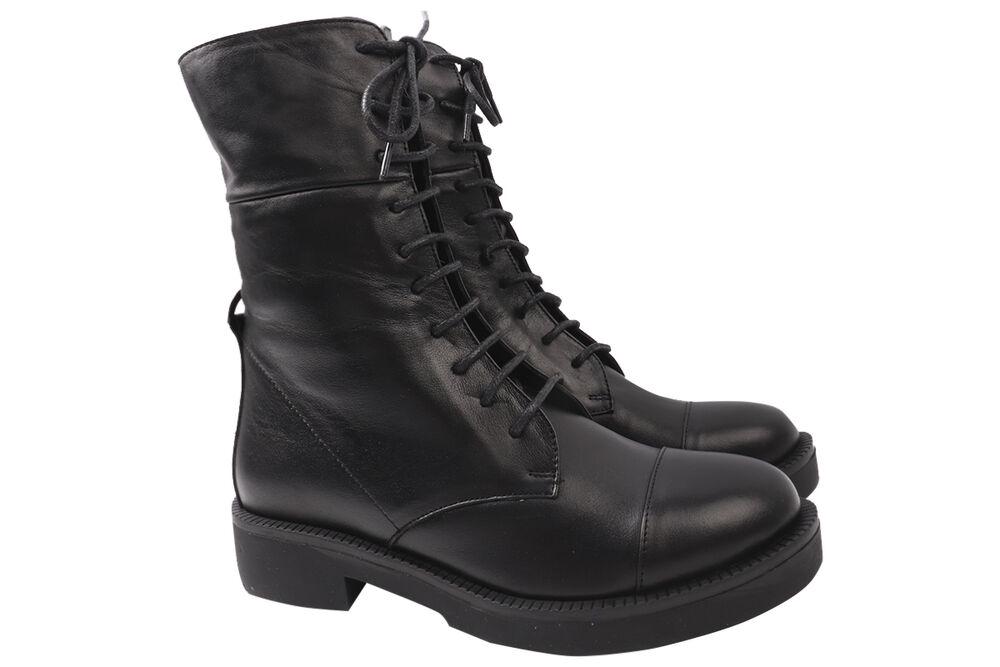 Ботинки женские Sattini из кожи на низком ходу высокие р. 38 Черный (184-21ZHC)