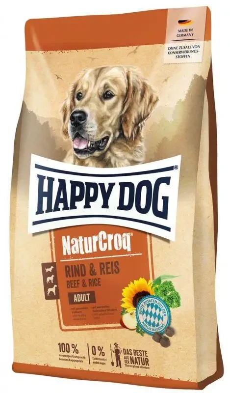 Корм сухой для взрослых собак Happy Dog NaturCroq Rind&Reis всех пород 15 кг (арт. 60517)