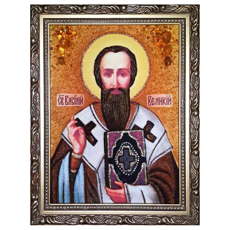 Икона Святой Василий Великий янтарная 30х40 см (М0066-30х40)