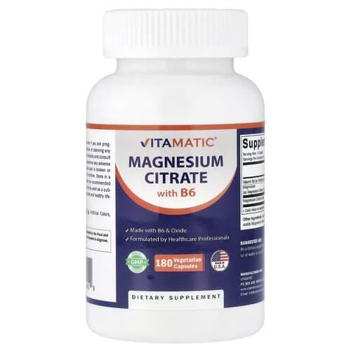 Магний Vitamatic Magnesium Citrate with B6 180 капс. (VMC-47402)