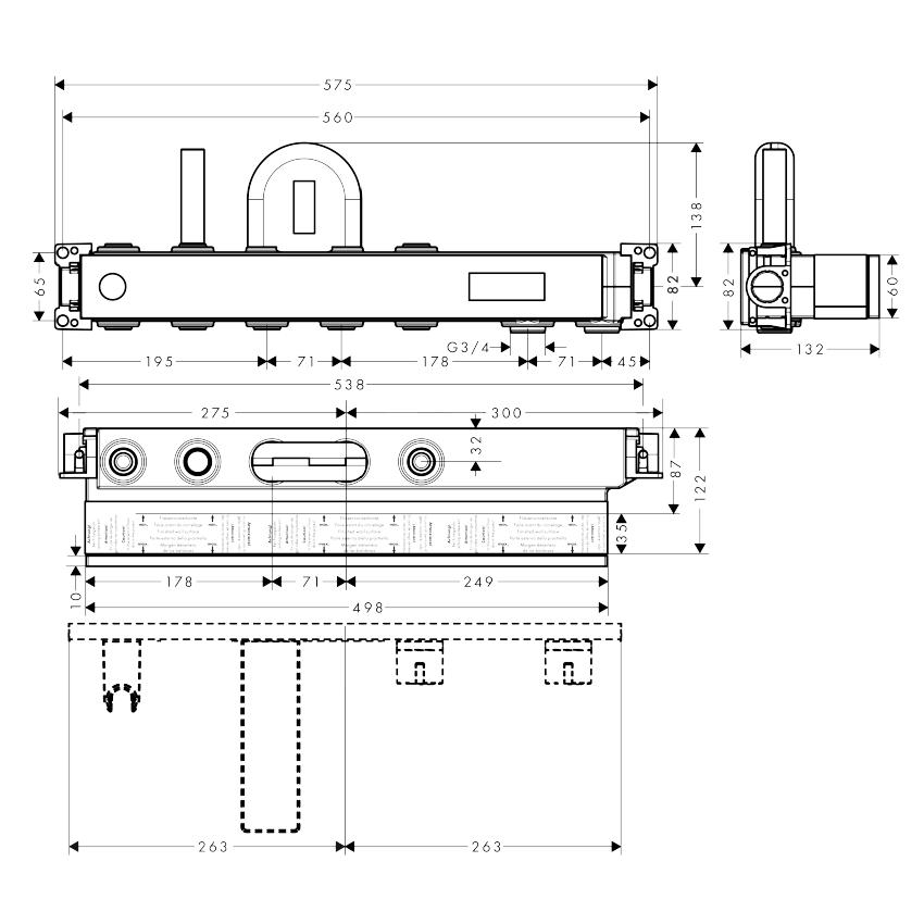 Скрытая часть смесителя Hansgrohe 15314180 (7756423) - фото 2