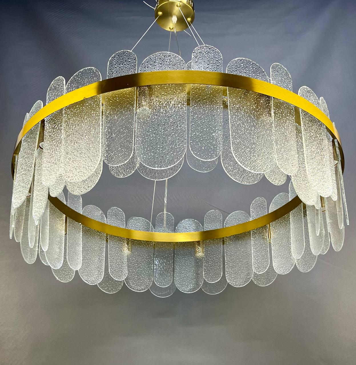 Люстра підвісна Zilini ER2005/800 з скляними пластинами Золотий (23910619) - фото 2 Люстра підвісна Zilini ER2005/800 з скляними пластинами Золотий (23910619) - фото 2