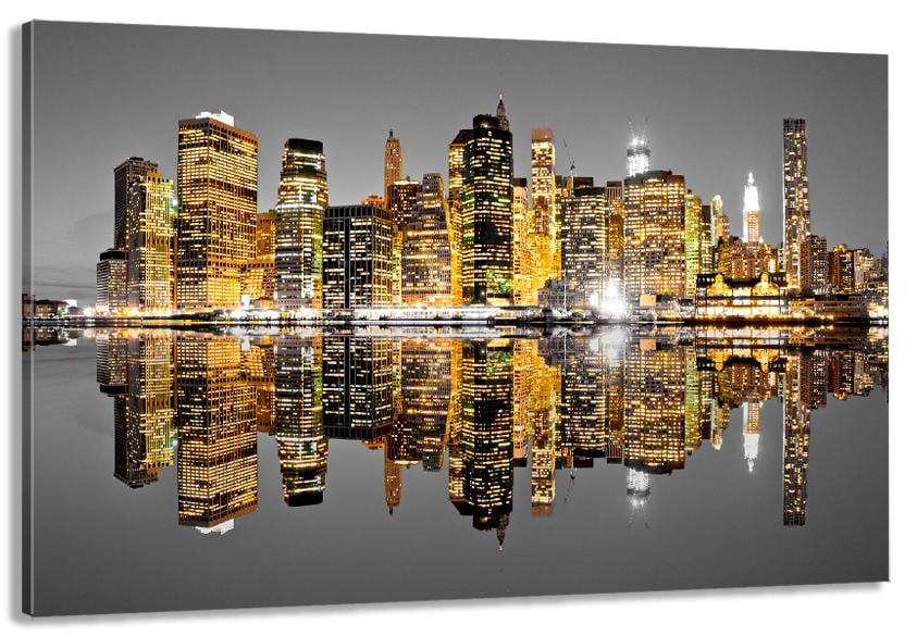 Картина на холсте в гостиную/спальню Ночной город 50х100 см (MLP_234)