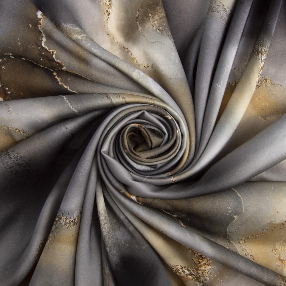 Ткань платевая атлас шелк стрейч Серый (23044)