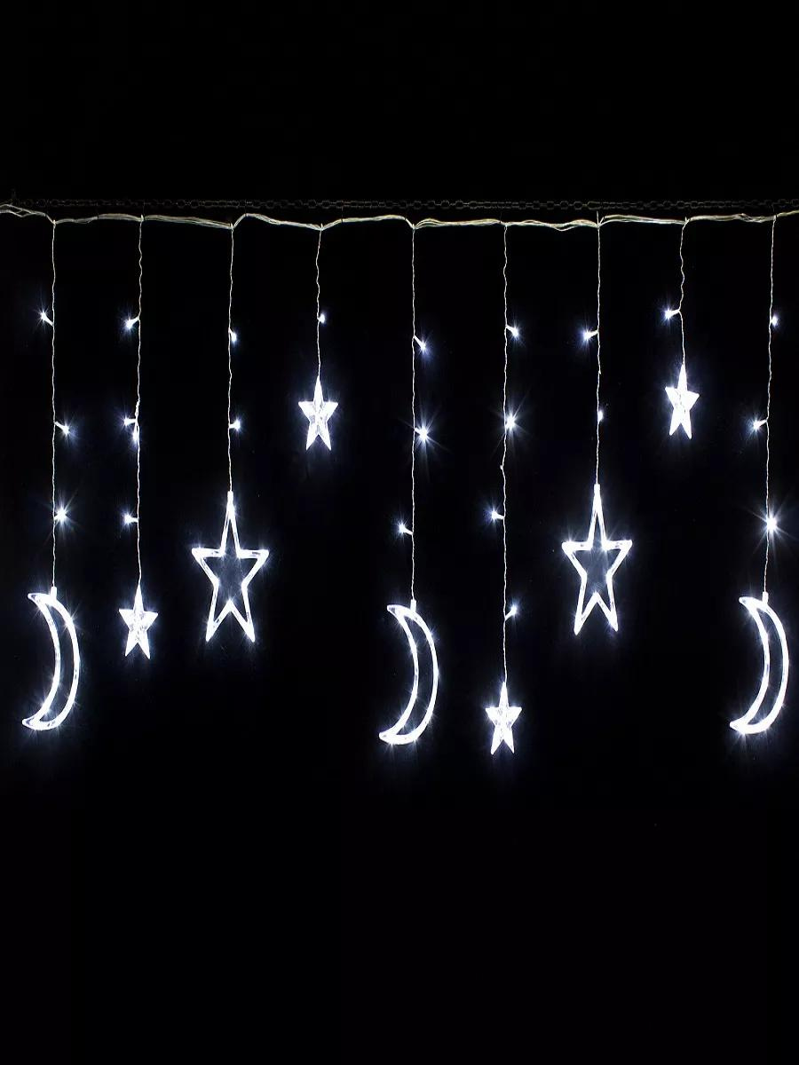 Гірлянда-шторанорічна Зорі та місяць LED живлення батареї/USB 3 м Холодний білий (30307062) - фото 3