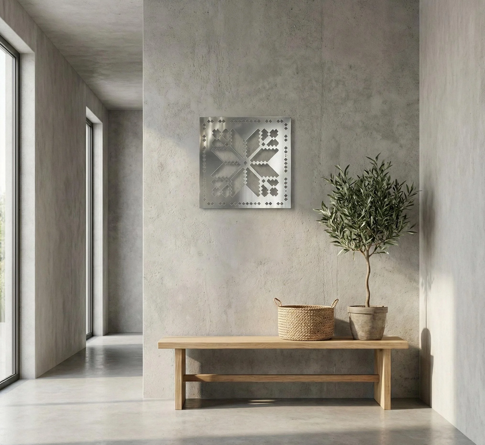 Панно зеркальное Вышиванка DFA для декора стен и мебели Серебристый (YA00104-S)