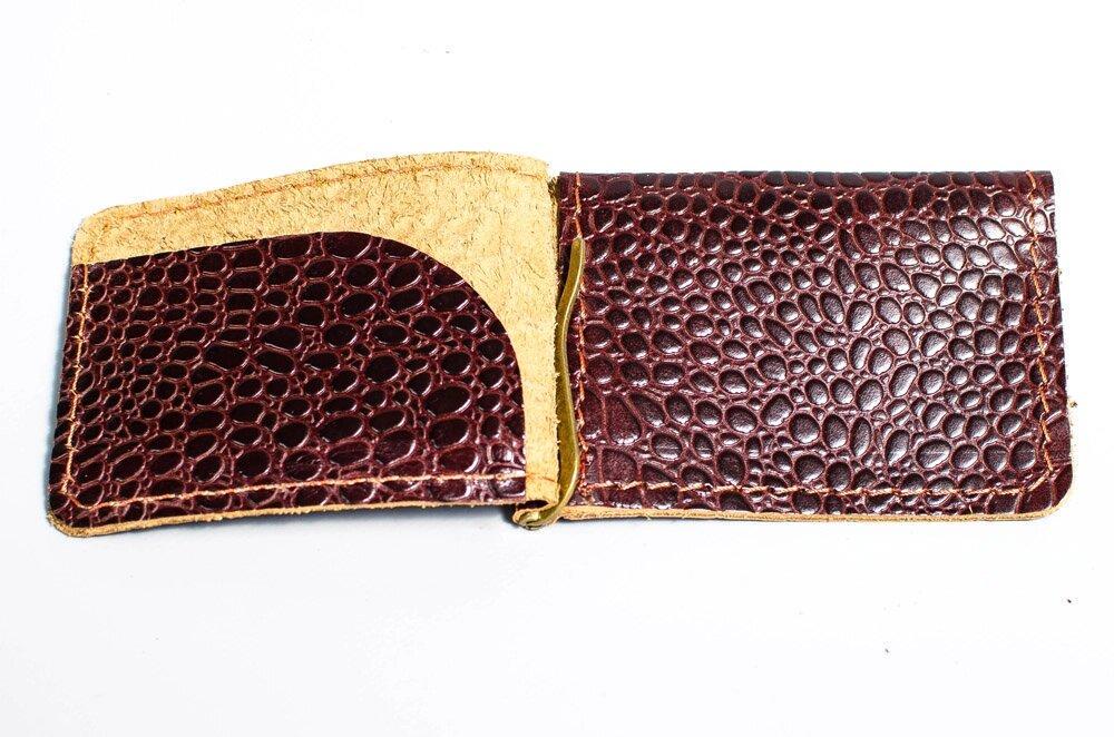 Зажим для денег с карманом для монет кожа под крокодила Коричневый (1939517807) - фото 5 Зажим для денег с карманом для монет кожа под крокодила Коричневый (1939517807) - фото 5