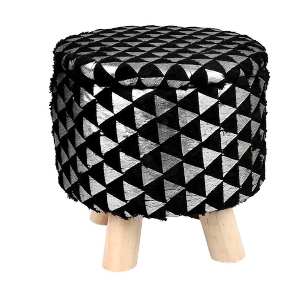 Пуф с местом для хранения вещей Fluffy 28х30 см Черно-серебристый (R33440-2)