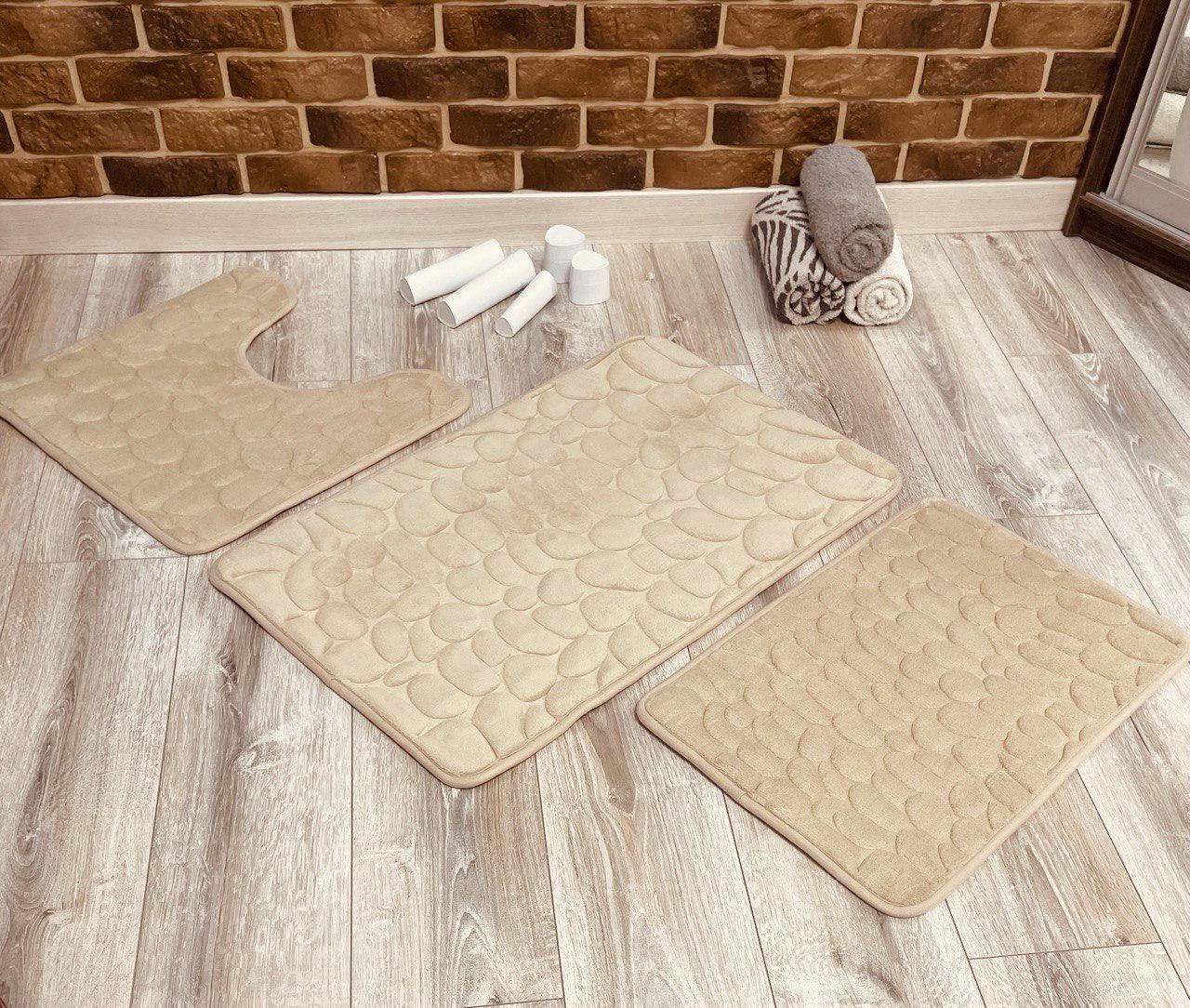 Набор ковриков в ванную и туалет Stone Premium Memory Foam 3в1 80х50/60х40/60х50 см Бежевый (NK3S0005) - фото 8 Набор ковриков в ванную и туалет Stone Premium Memory Foam 3в1 80х50/60х40/60х50 см Бежевый (NK3S0005) - фото 8
