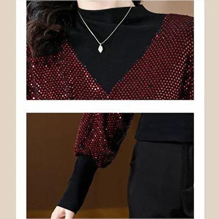 Блуза женская блестящая C00410-4 3XL Бордовый - фото 6 Блуза женская блестящая C00410-4 3XL Бордовый - фото 6